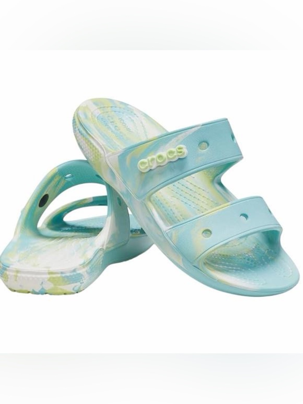 Crocs Classic Tie Dye Two Strap Sandals | Crocs Slides | Blue Green Tie Dye Croc